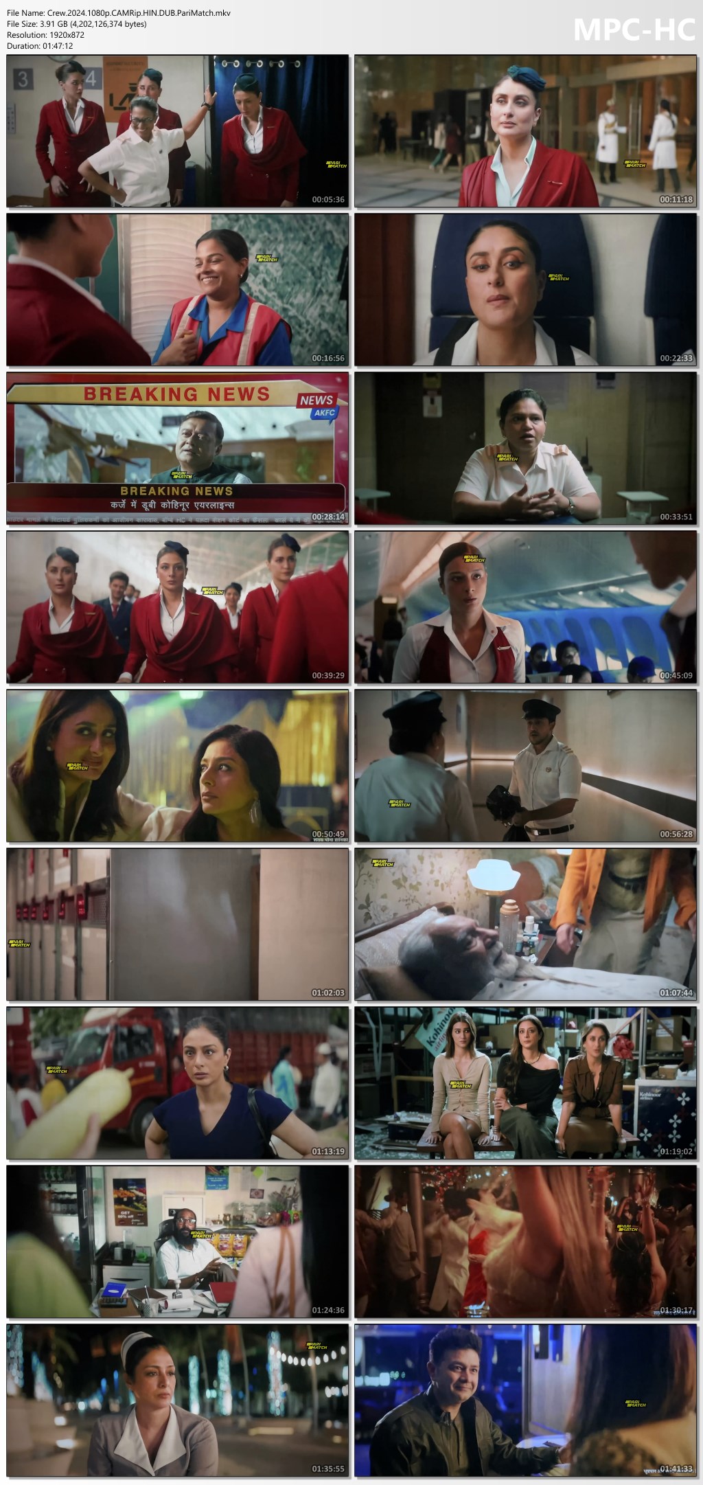 Crew 2024 Hindi Full Movie 1080P 720P 480P Predvdrip Download 2 Crew-2024-1080p-CAMRip-HIN-DUB-Pari-Match-mkv-thumbs